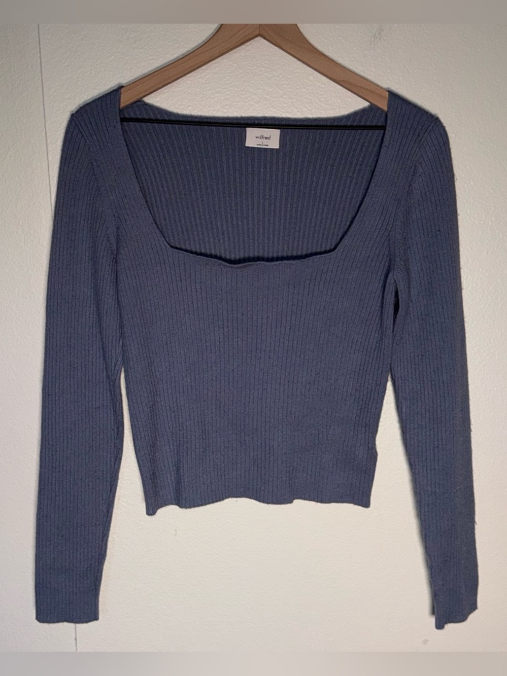 WILFRED ARITZIA square neck ribbed classic cropped womens sweater L